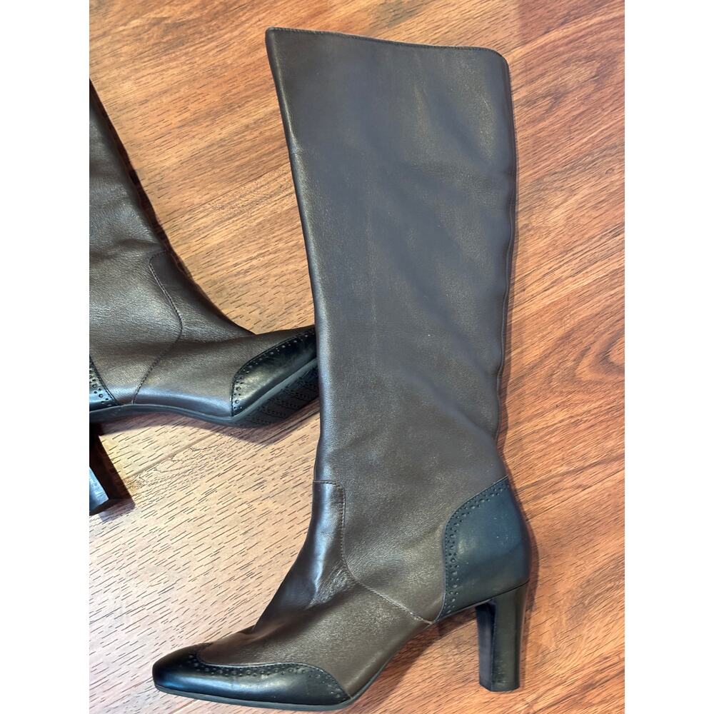 Talbots Tall Genuine Soft Leather Brown Black Boots Shoes Women’s s 7